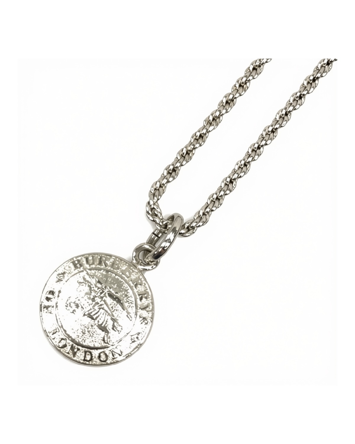 Burberry vintage silver medallion necklace with Prorsum knight logo