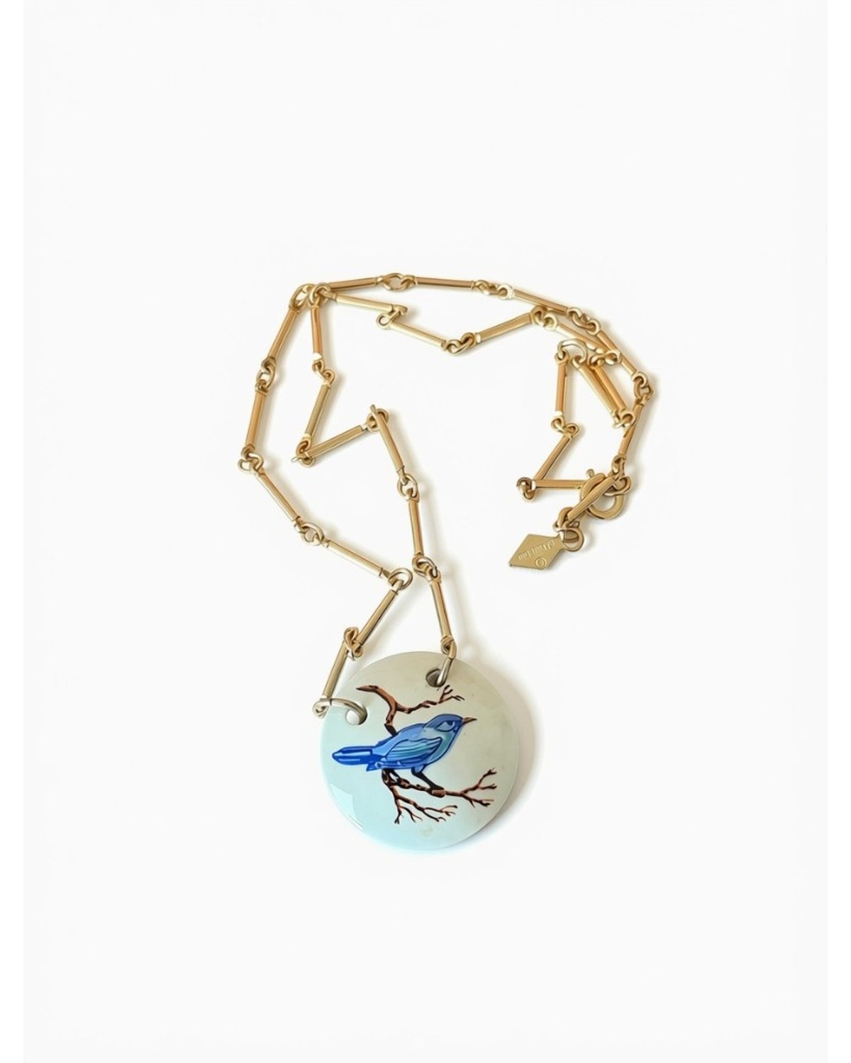 Sarah Coventry porcelain bluebird pendant necklace, 16 inches