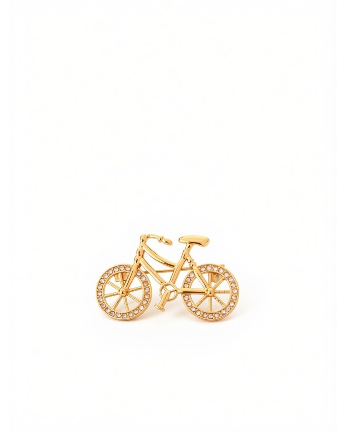 Gold-tone crystal bicycle brooch