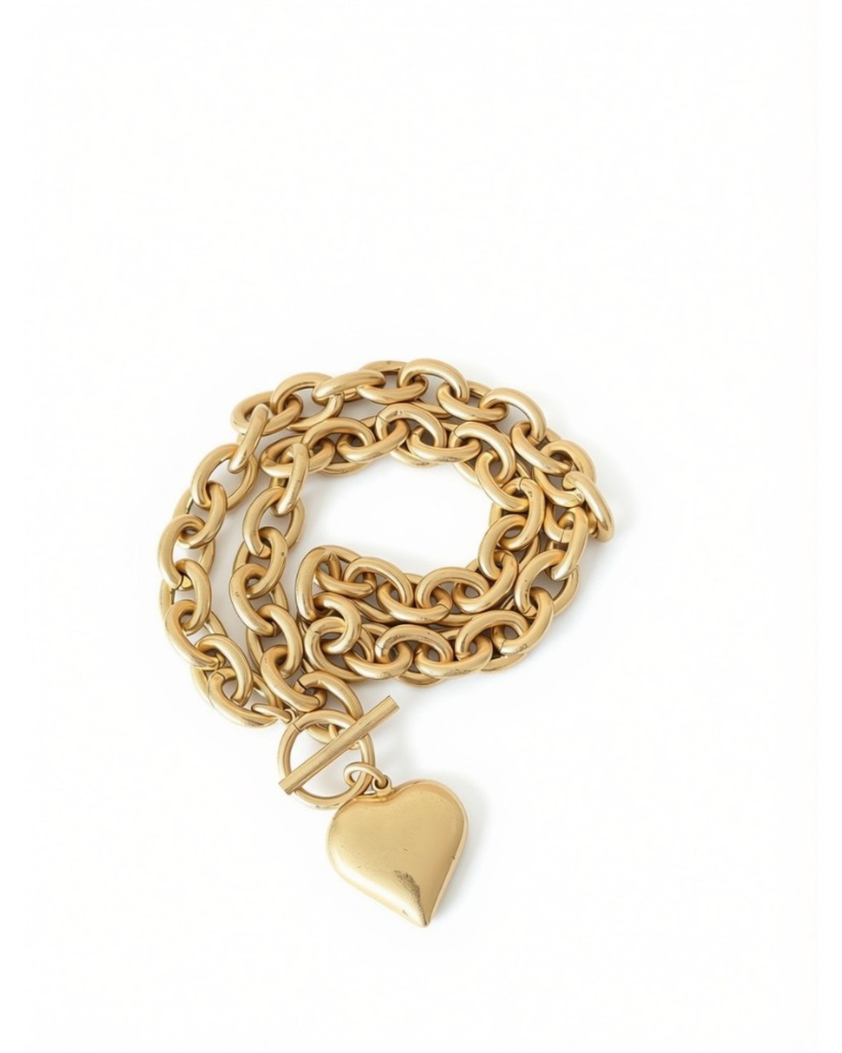 Gold-tone chunky heart toggle necklace