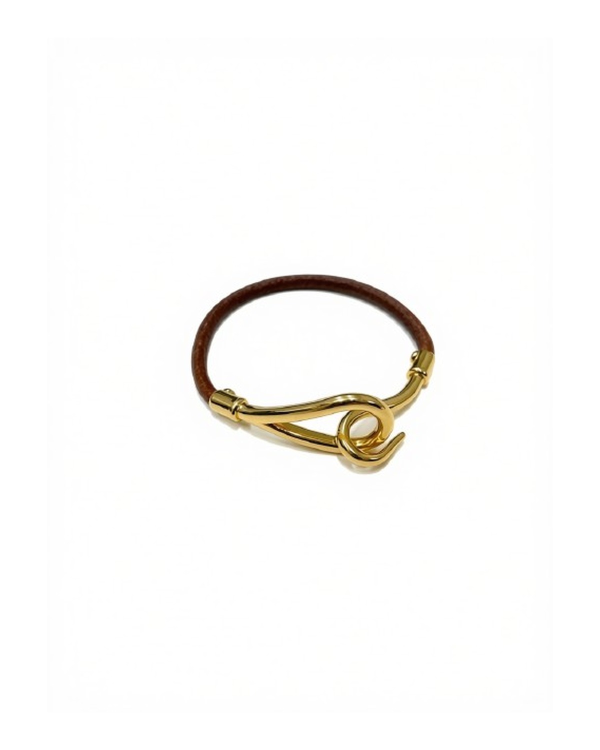 Hermès Jumbo bracelet with brown leather strap and gold-plated hook clasp