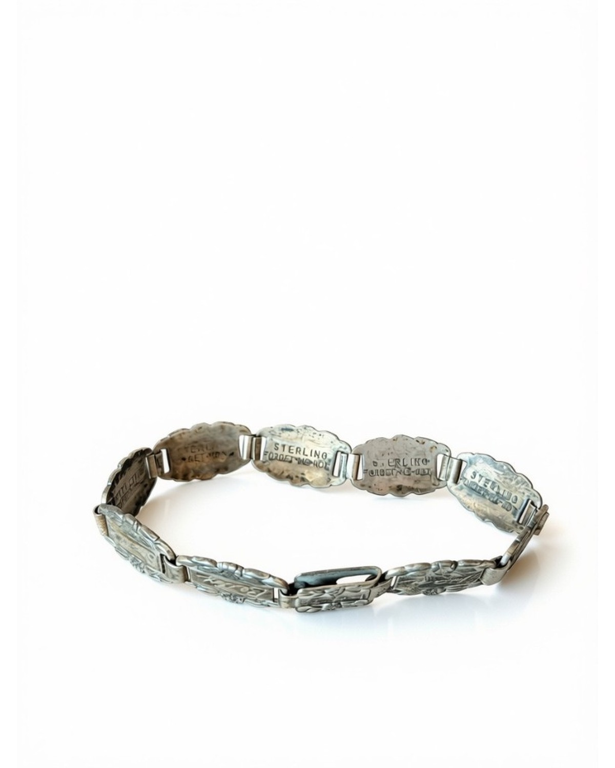 Vintage sterling silver Forget-Me-Not link bracelet